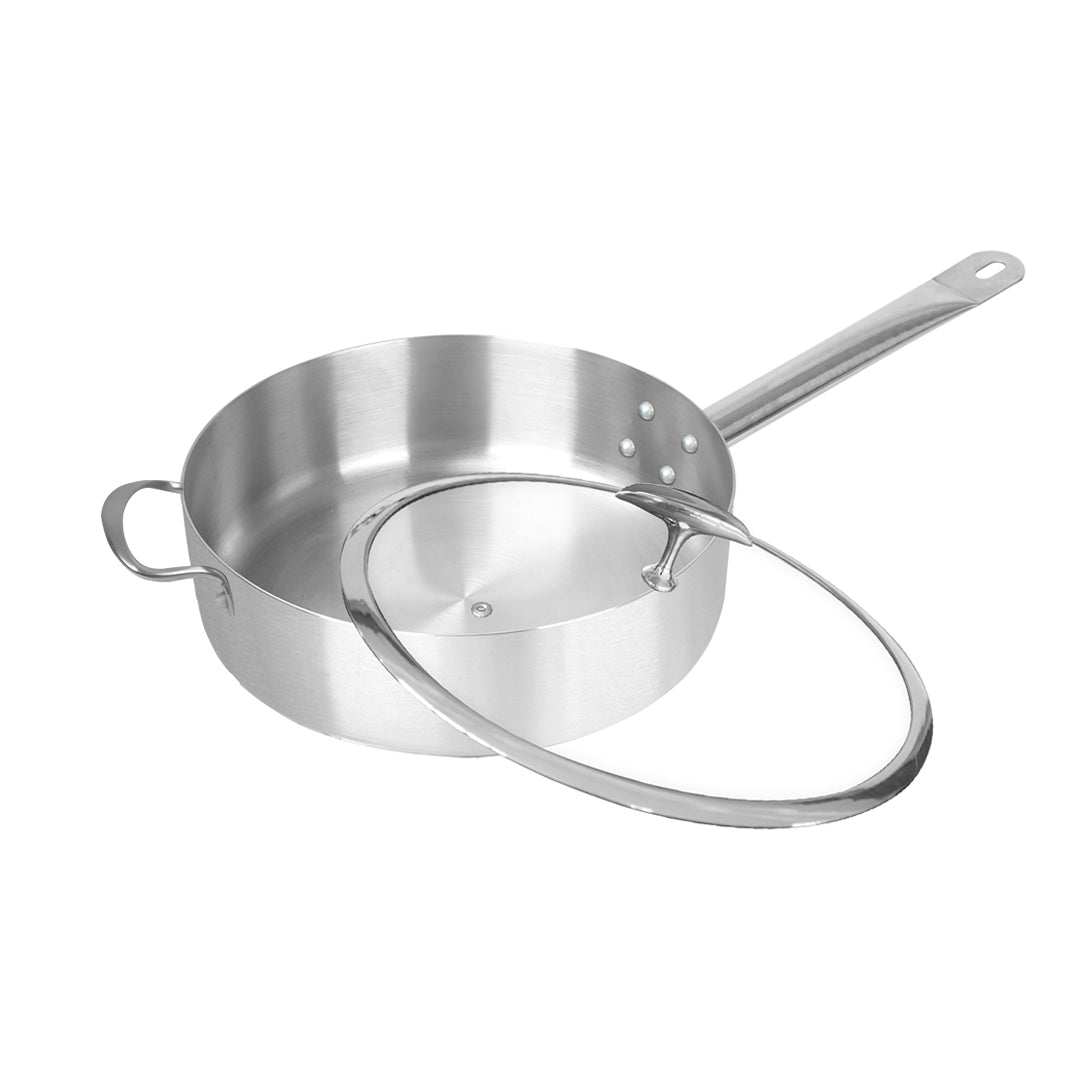 SOGA Stainless Steel Saucepan with Glass Lid – 30cm saucepans for SueChef kitchenware