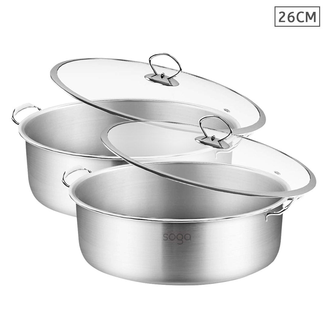 Stainless Steel Casserole with Lid – 26cm, 2 Pack casseroles for SueChef kitchenware