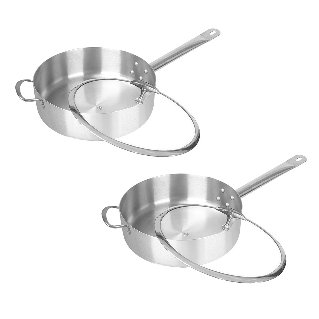 SOGA Stainless Steel Saucepan with Glass Lid - 30cm, 2 Pack product image | SueChef