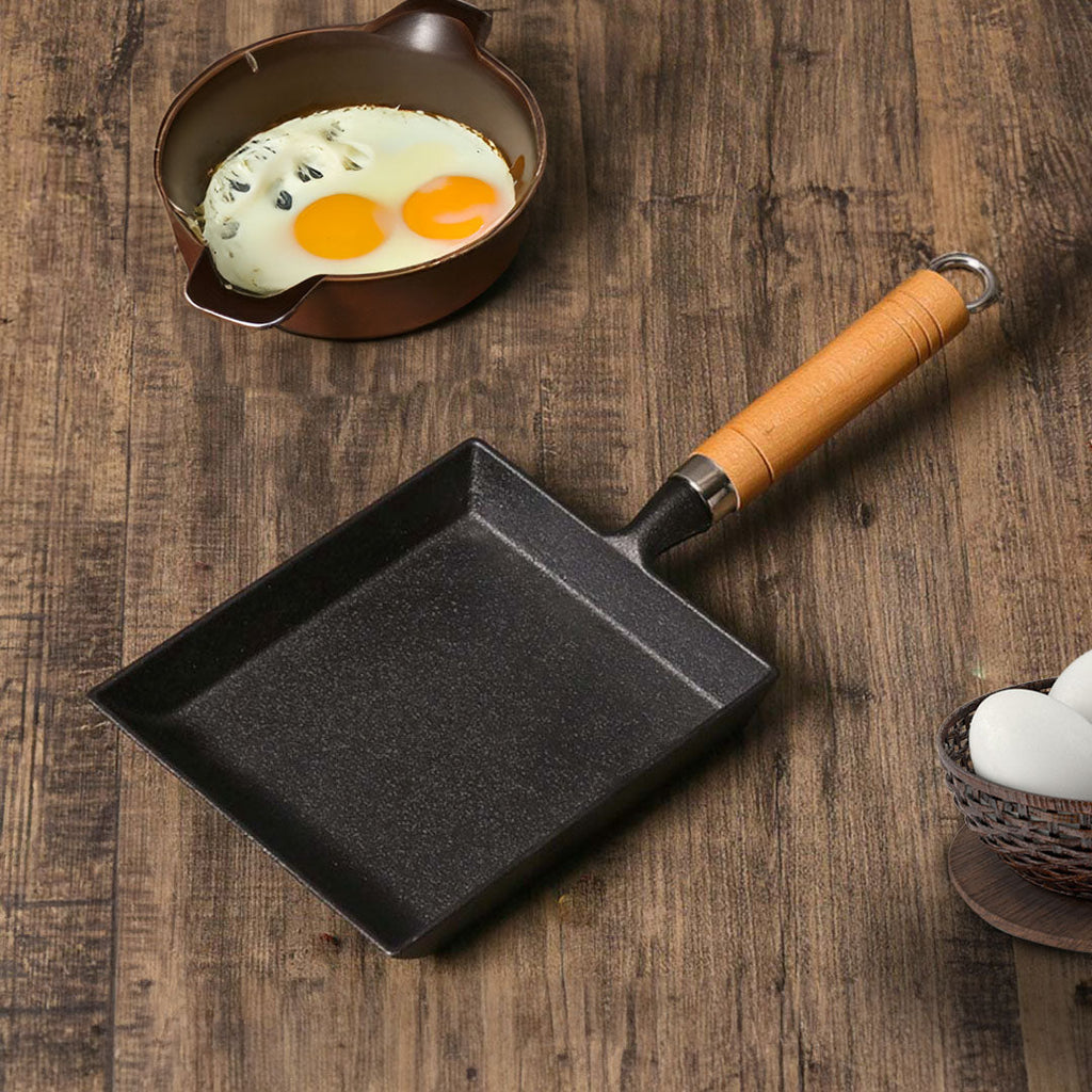 SOGA Cast Iron Tamagoyaki Japanese Omelette Egg Frying Skillet Fry Pan Wooden Handle-2