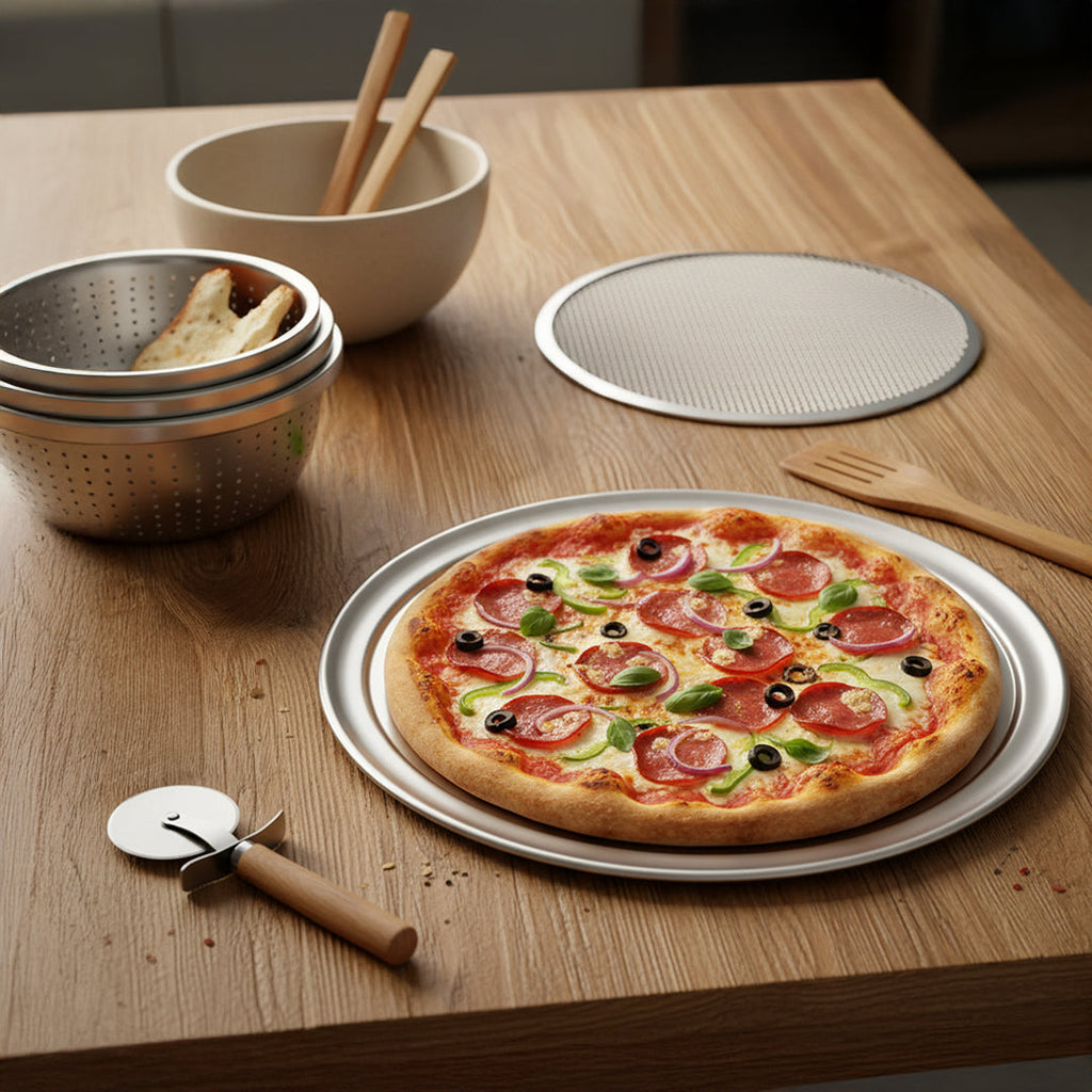 SOGA Pizza Pan, Baking Tray & Colander Bundle bakeware for SueChef kitchenware