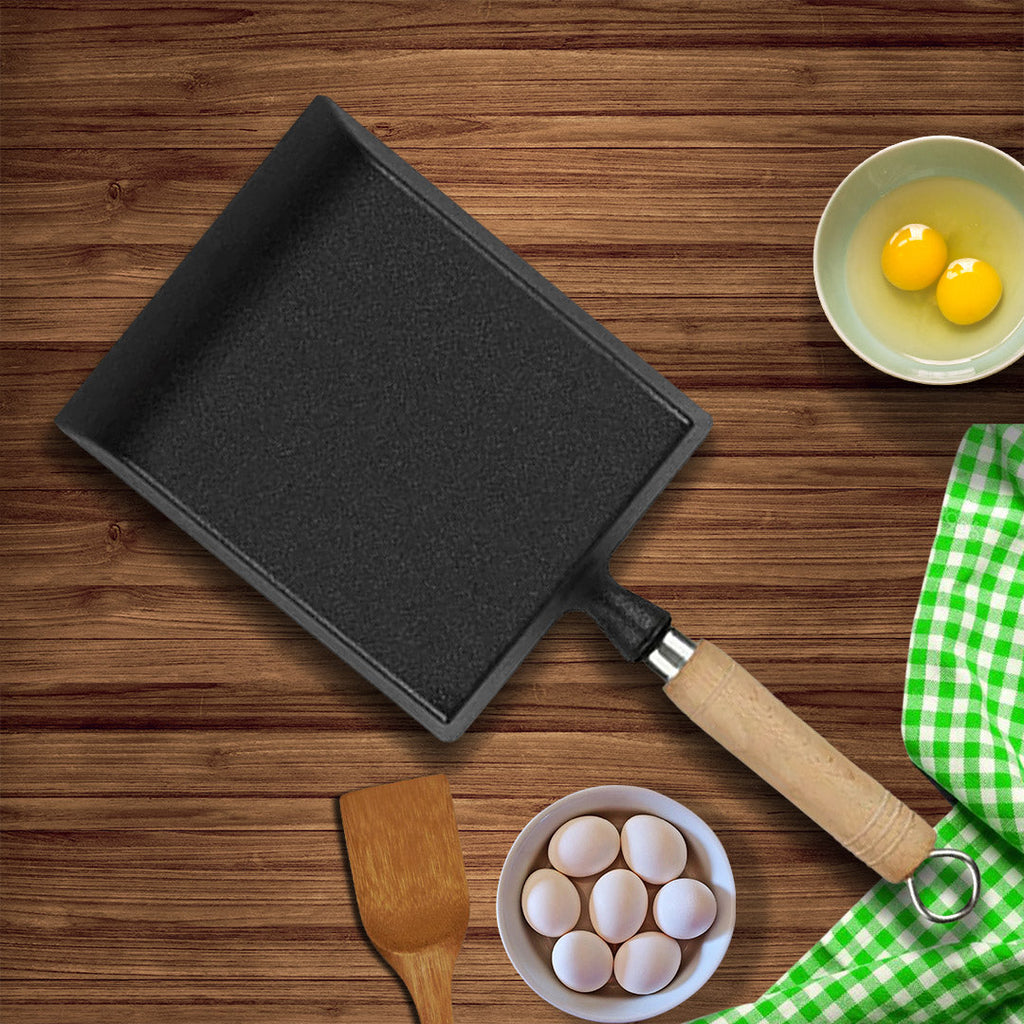SOGA Cast Iron Tamagoyaki Japanese Omelette Egg Frying Skillet Fry Pan Wooden Handle-4
