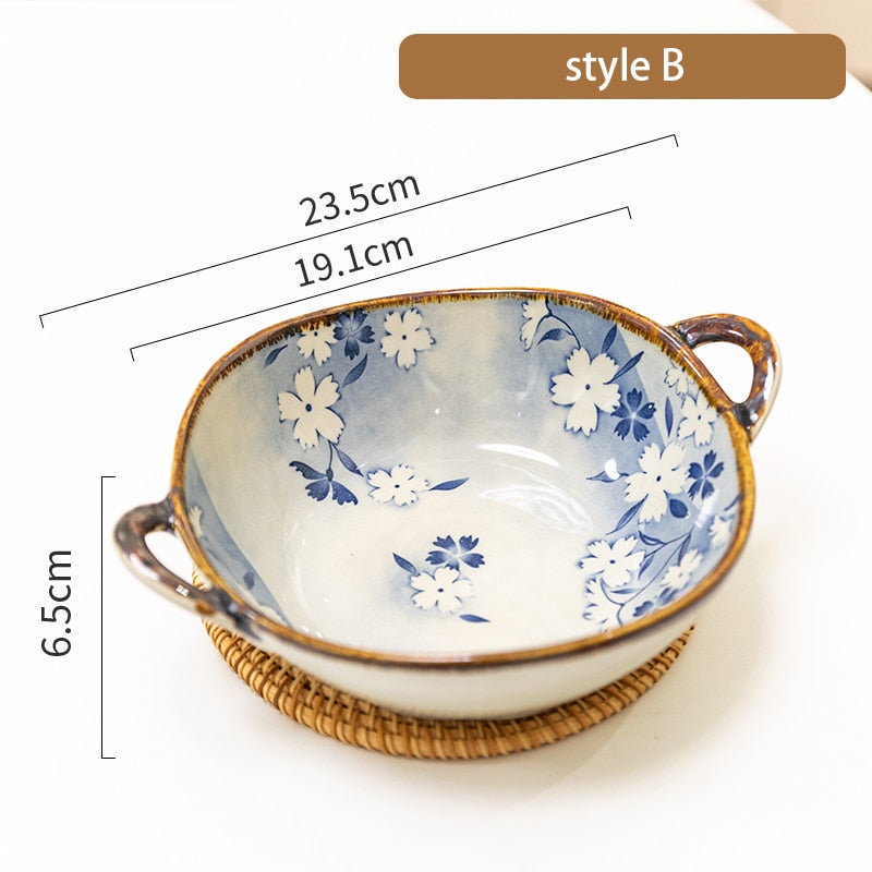 Japanese Ceramic Noodle Bowl with Handle – 7.5 Inch bowls for SueChef kitchenware