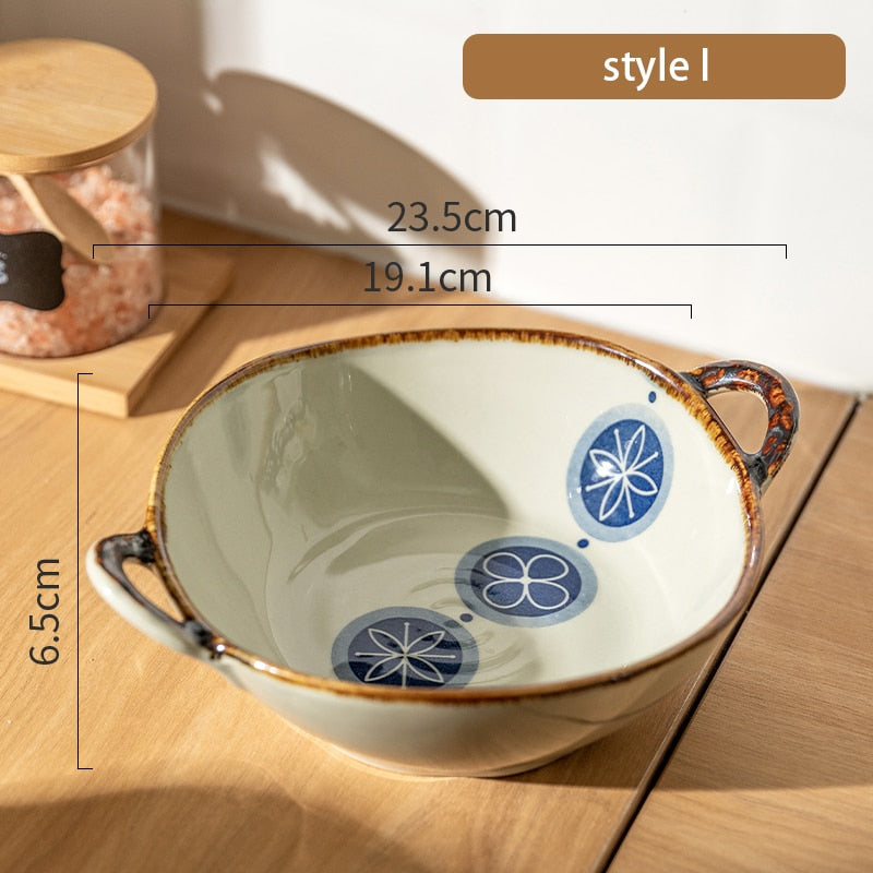 Japanese Ceramic Noodle Bowl with Handle – 7.5 Inch bowls for SueChef kitchenware