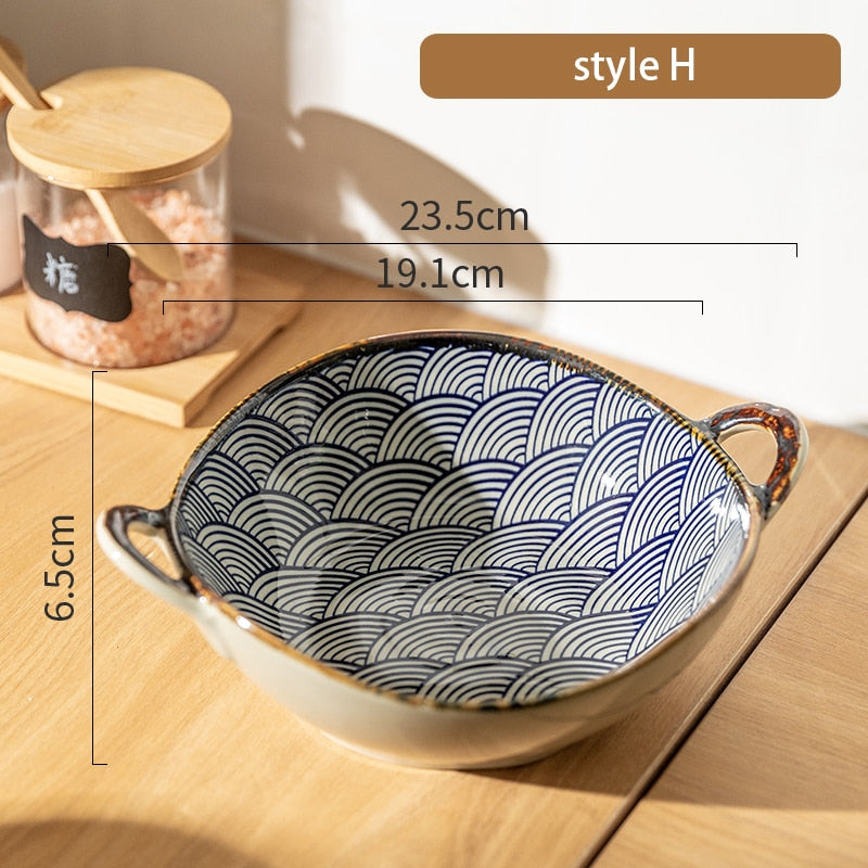 Japanese Ceramic Noodle Bowl with Handle – 7.5 Inch bowls for SueChef kitchenware