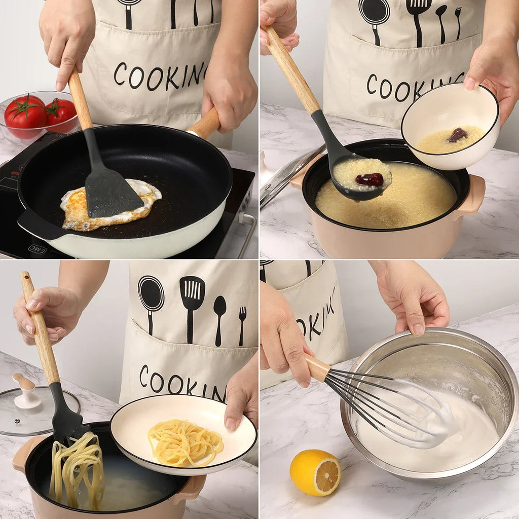 Silicone Kitchen Utensil Set with Holder – 12 Piece kitchen utensil sets for SueChef kitchenware
