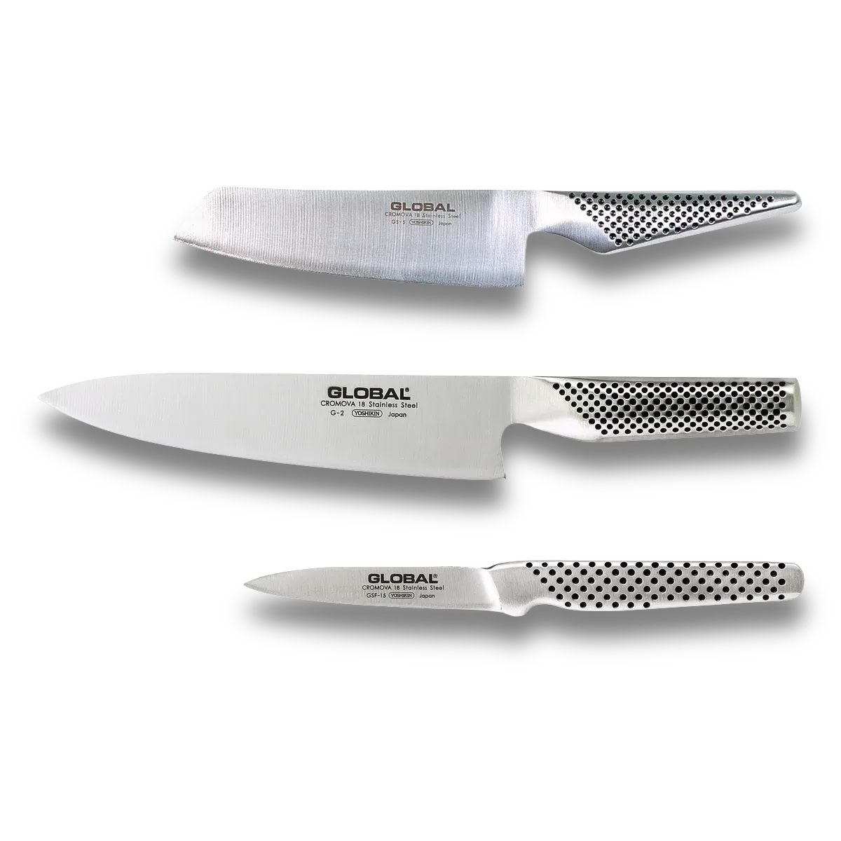 Global Japanese Stainless Steel Knife Set - 3 Piece product image | SueChef