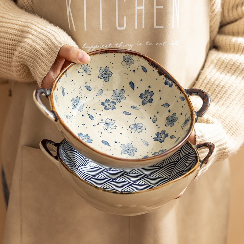 Japanese Ceramic Noodle Bowl with Handle - 7.5 Inch product image | SueChef