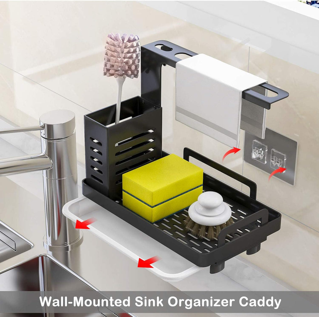 Kitchen Sink Caddy Organiser with Drain Tray and Utensil Holder