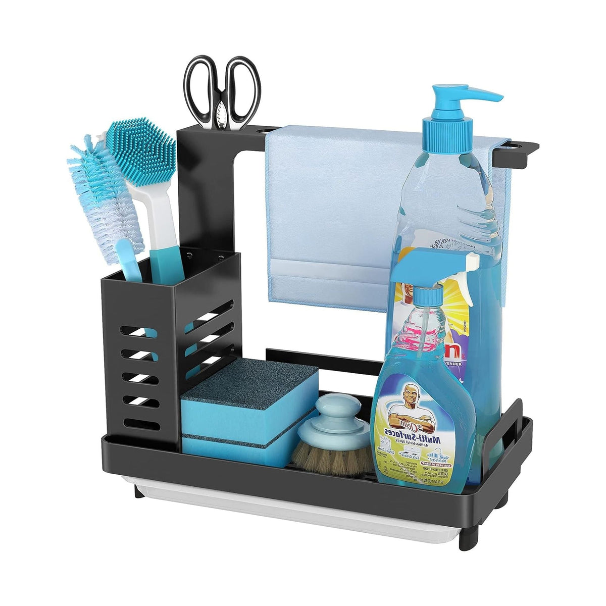 Kitchen Sink Caddy Organiser with Drain Tray and Utensil Holder