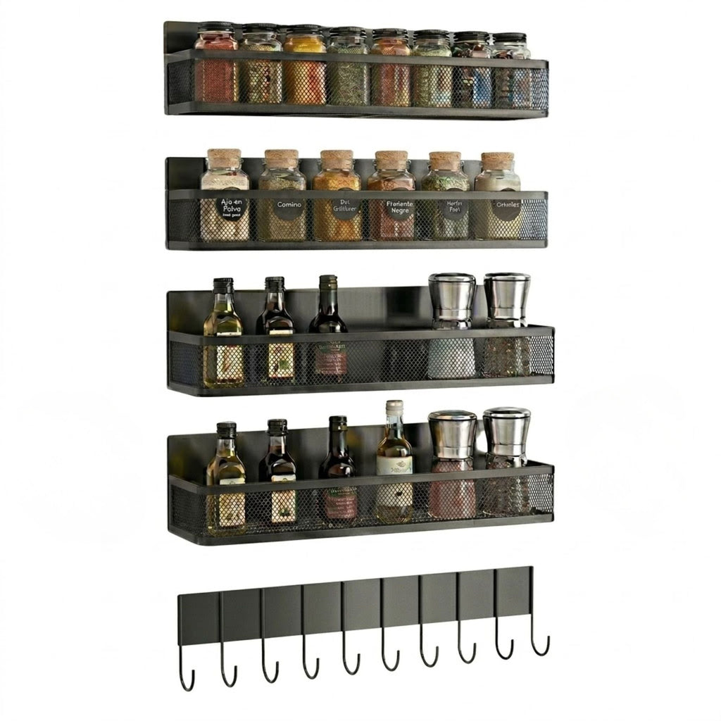 Magnetic Spice Rack 5 Pack for Kitchen Fridge Organisation
