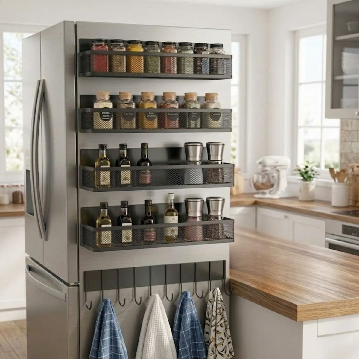 Magnetic Spice Rack 5 Pack for Kitchen Fridge Organisation