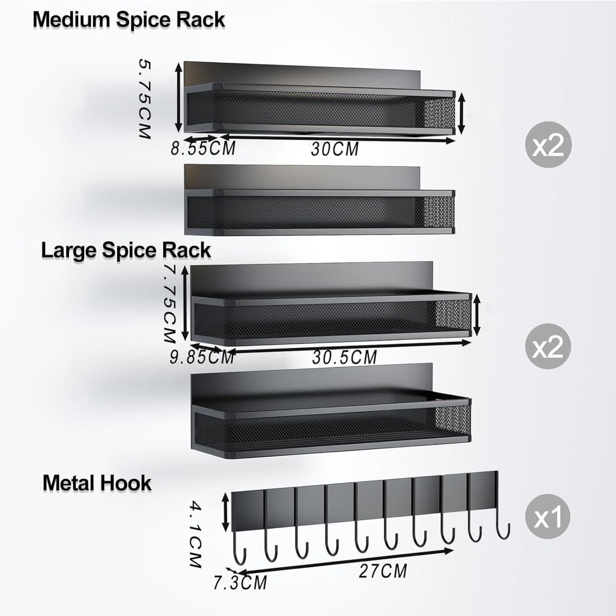 Magnetic Spice Rack 5 Pack for Kitchen Fridge Organisation
