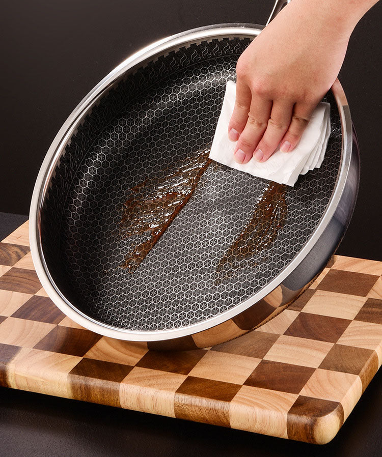 Stainless Steel Honeycomb Frying Pan frying pans for SueChef kitchenware