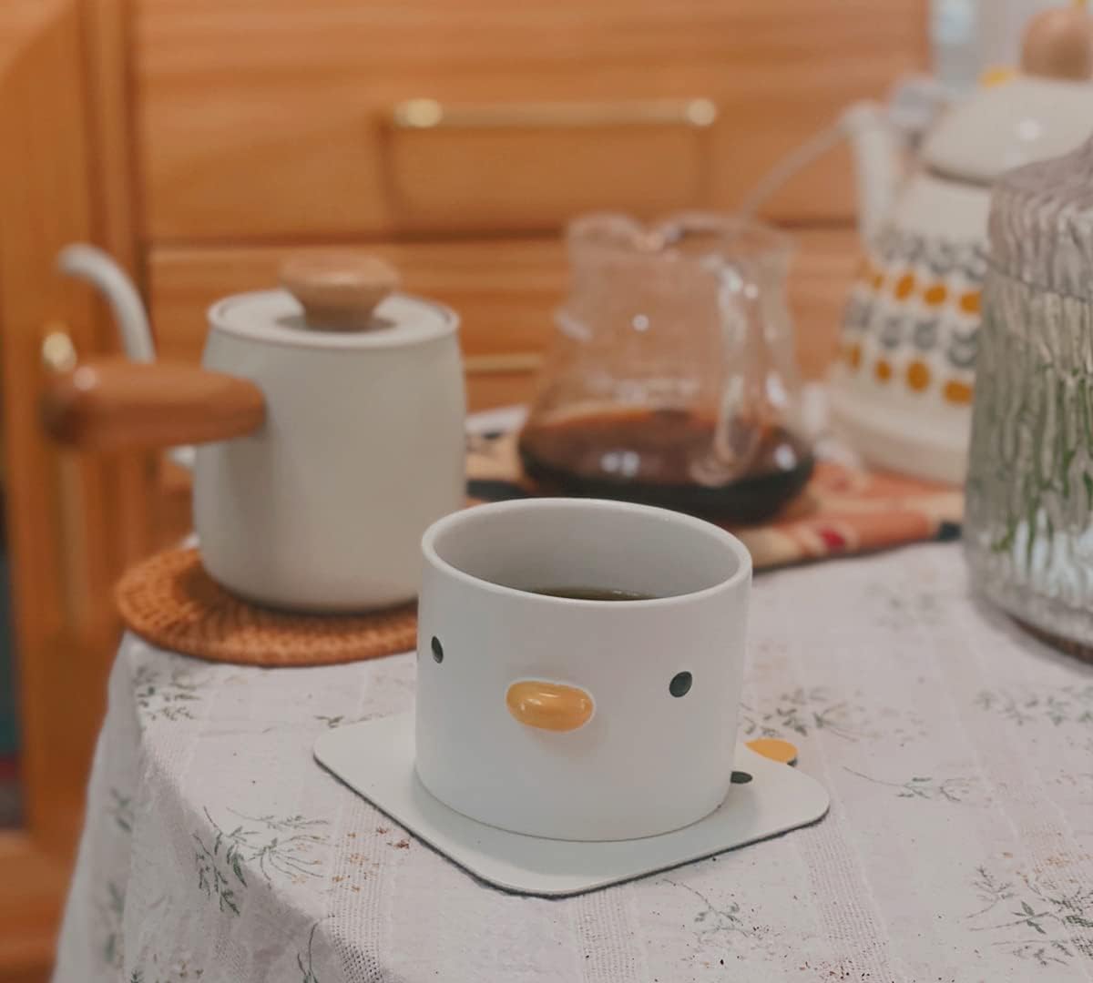 PURROOM Cute Duck Coffee Mug, 260ml Latte Cup, Handmade Glaze Small Coffee Cup, Safety Ceramic Milk Mugs. Best Gifts for Coffee Lover.