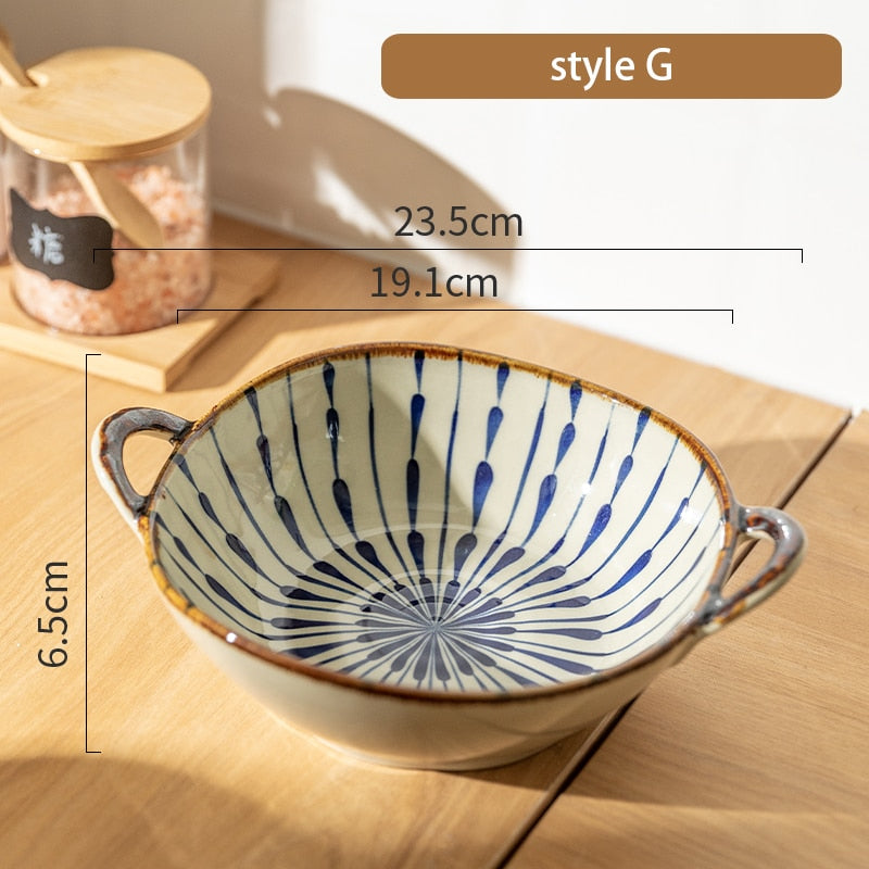 Japanese Ceramic Noodle Bowl with Handle – 7.5 Inch bowls for SueChef kitchenware