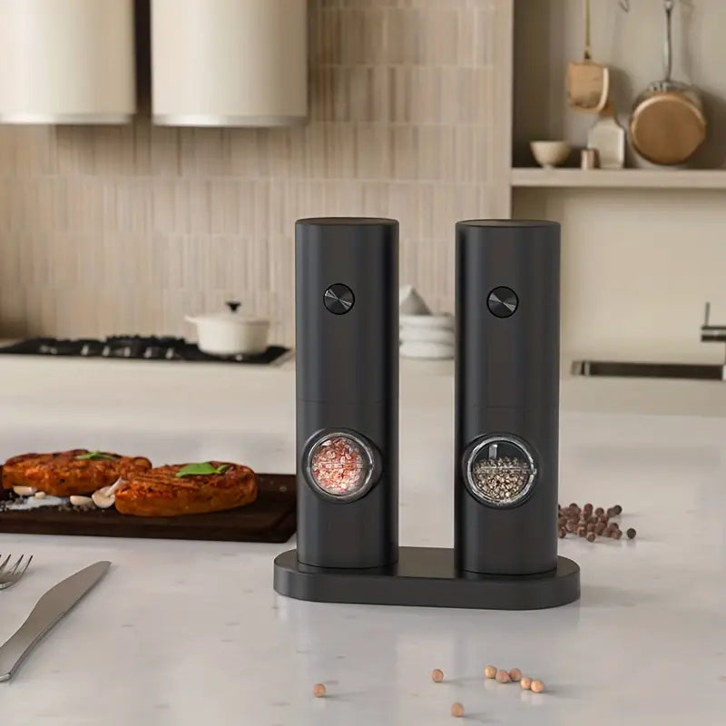 Electric Salt & Pepper Grinder Set – 2 Piece salt & pepper grinders for SueChef kitchenware
