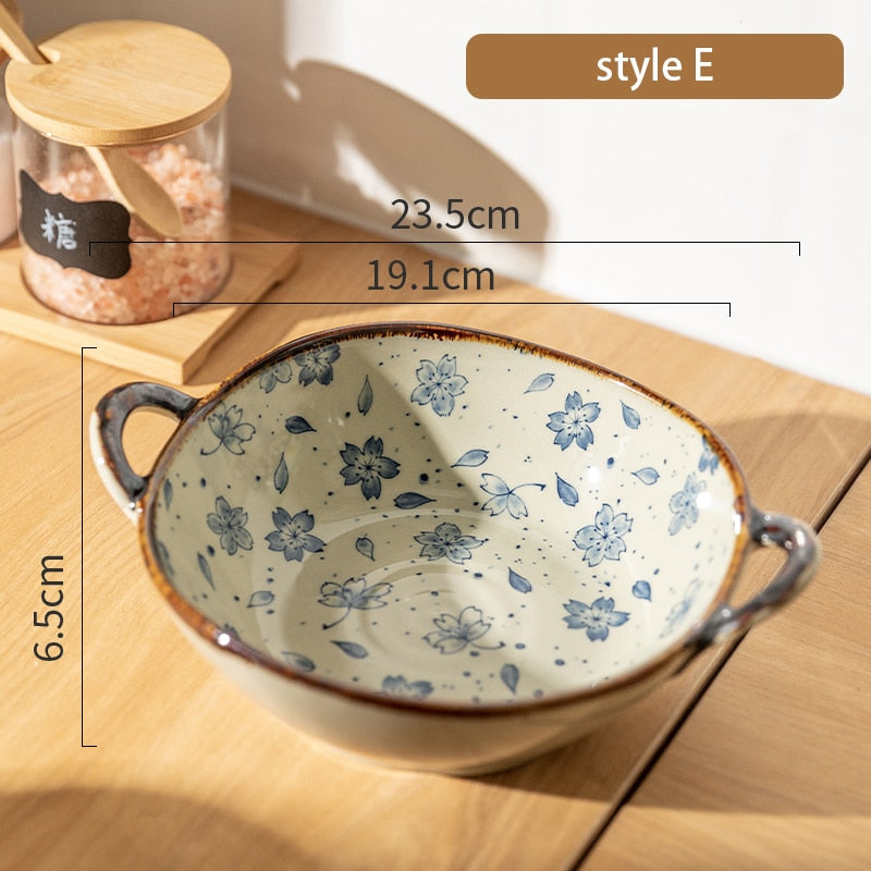 Japanese Ceramic Noodle Bowl with Handle – 7.5 Inch bowls for SueChef kitchenware