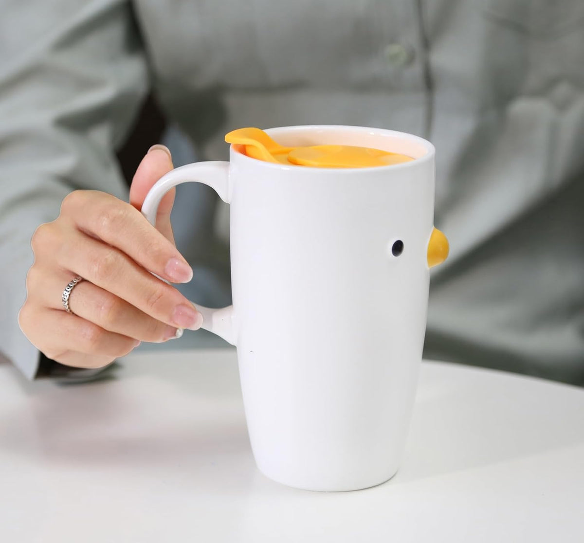 PURROOM Cute Duck Coffee Mug, 260ml Latte Cup, Handmade Glaze Small Coffee Cup, Safety Ceramic Milk Mugs. Best Gifts for Coffee Lover.