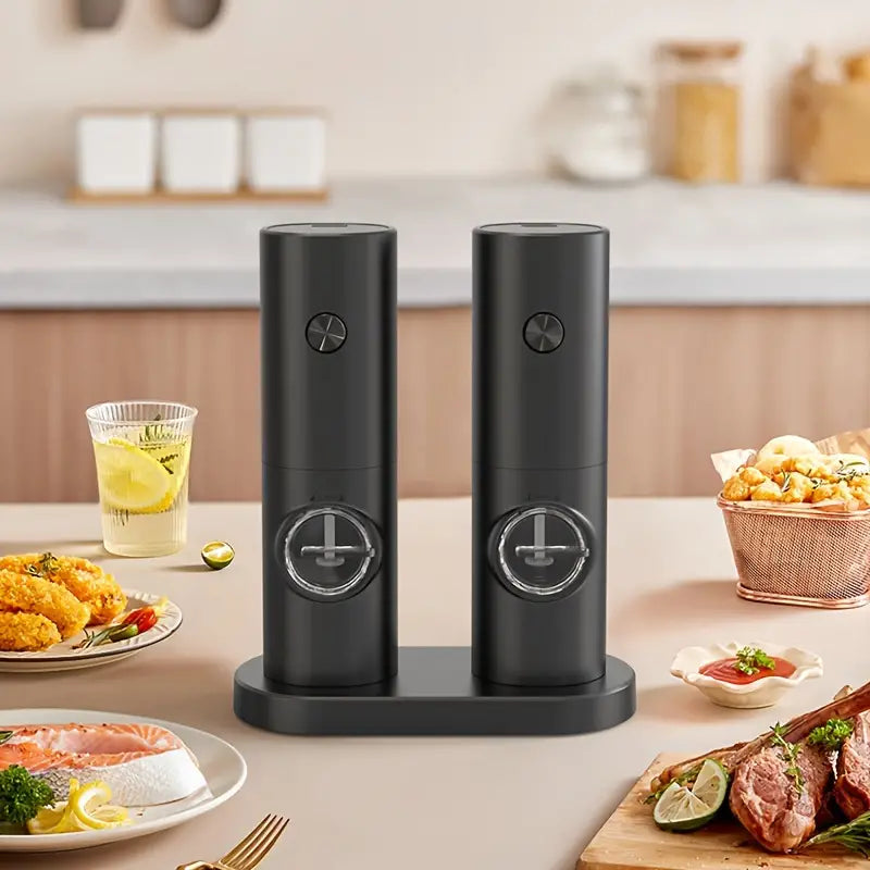Electric Salt & Pepper Grinder Set – 2 Piece salt & pepper grinders for SueChef kitchenware