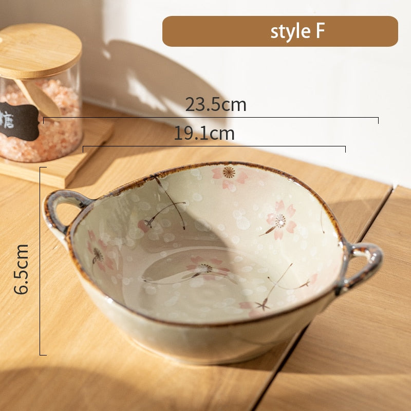 Japanese Ceramic Noodle Bowl with Handle – 7.5 Inch bowls for SueChef kitchenware