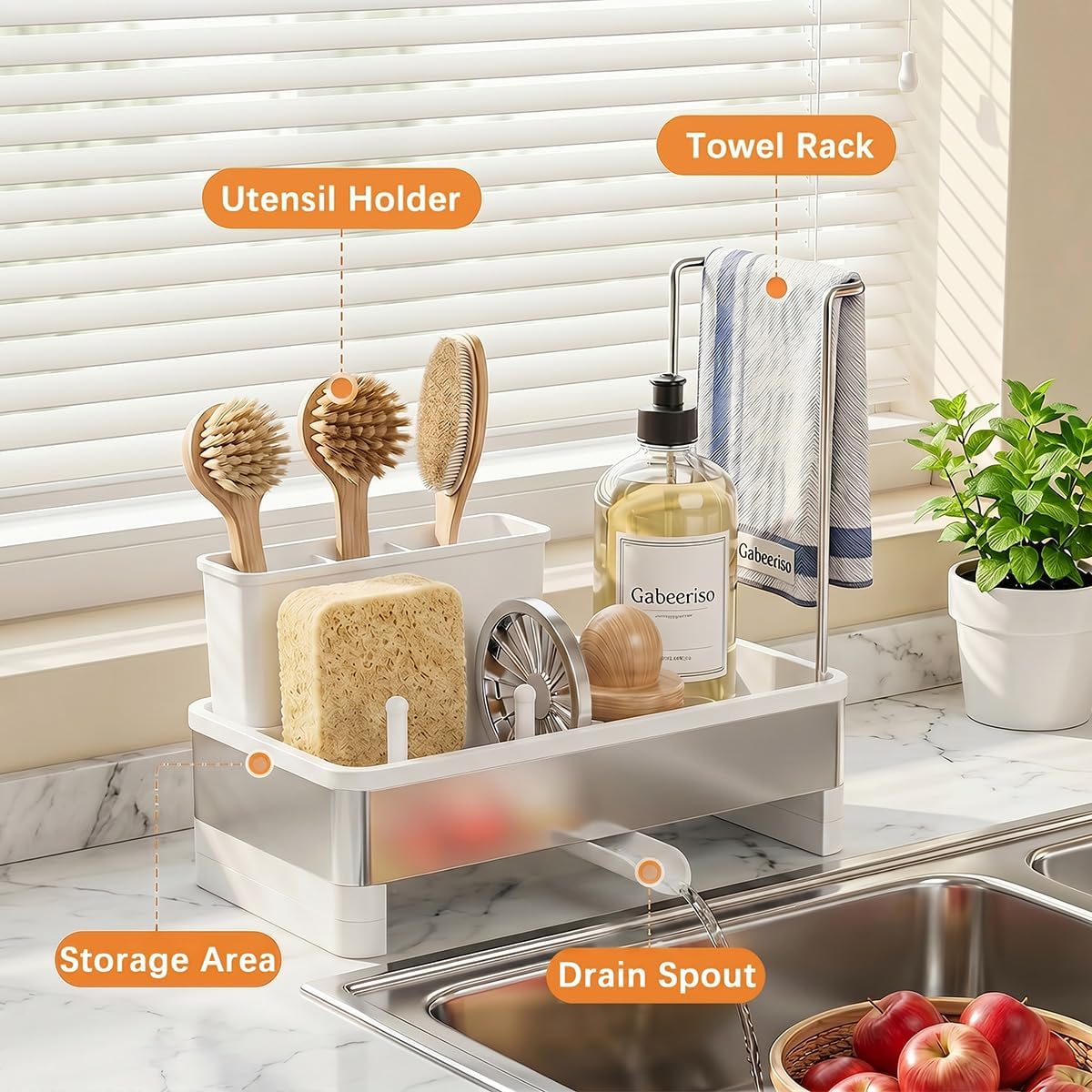 Sink Caddy, Rustproof Kitchen Storage Organizer