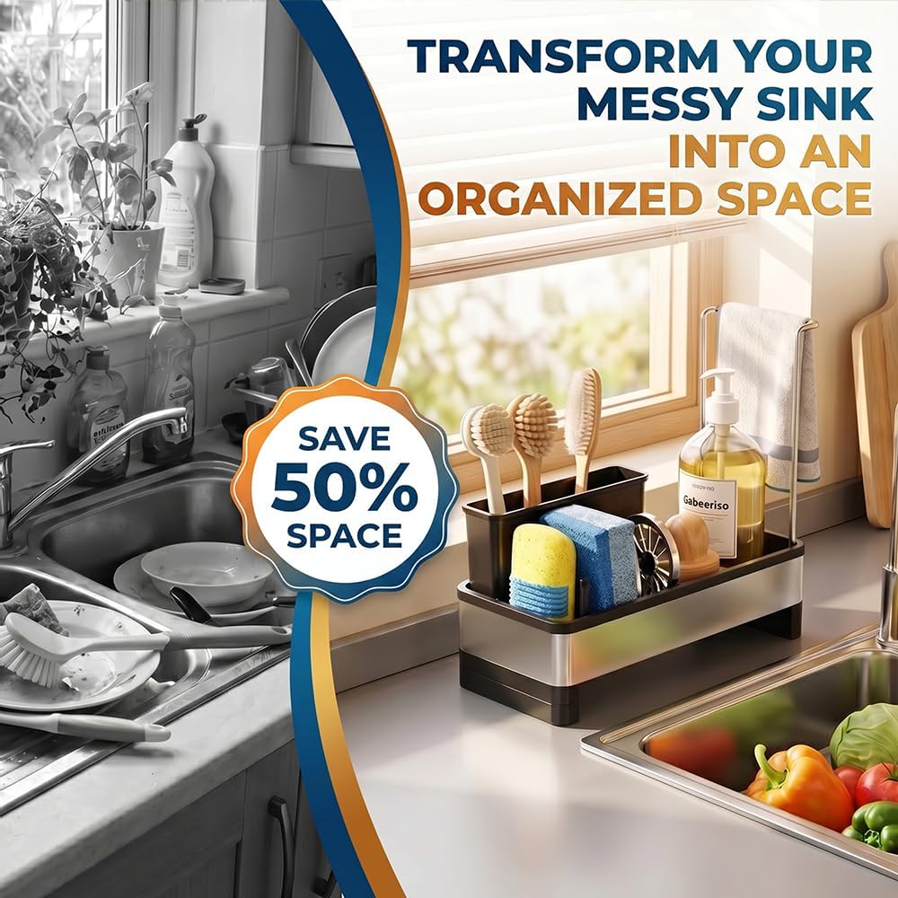 Sink Caddy, Rustproof Kitchen Storage Organizer