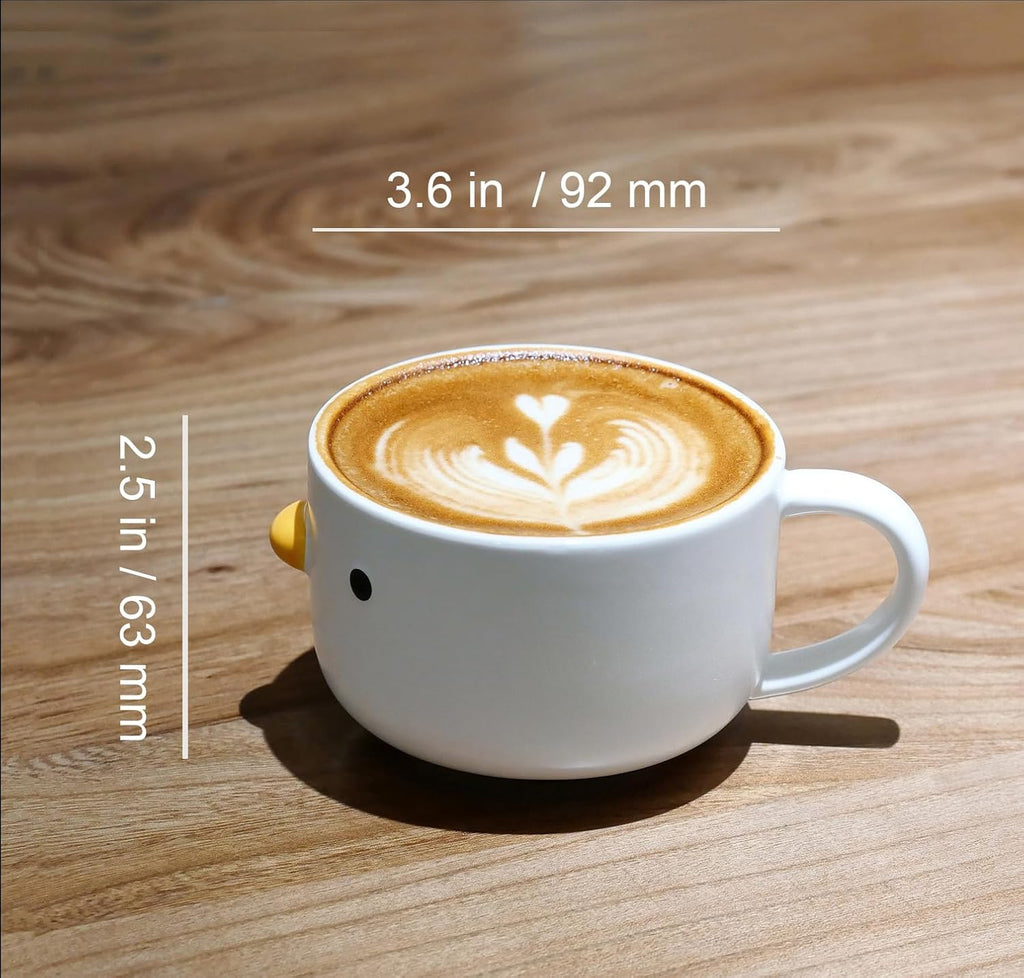 PURROOM Cute Duck Coffee Mug, 260ml Latte Cup, Handmade Glaze Small Coffee Cup, Safety Ceramic Milk Mugs. Best Gifts for Coffee Lover.