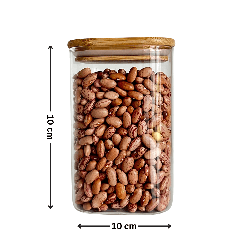 Square Bamboo-Lid Glass Pantry Jars – 5 Piece Set