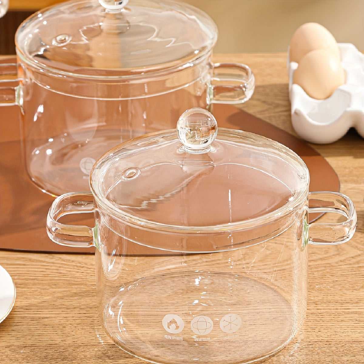Amber Glass Soup Pot with Lid