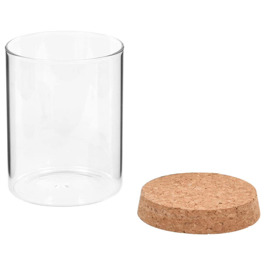Glass Storage Jars with Cork Lids – 6 Piece, 650ml pantry storage for SueChef kitchenware