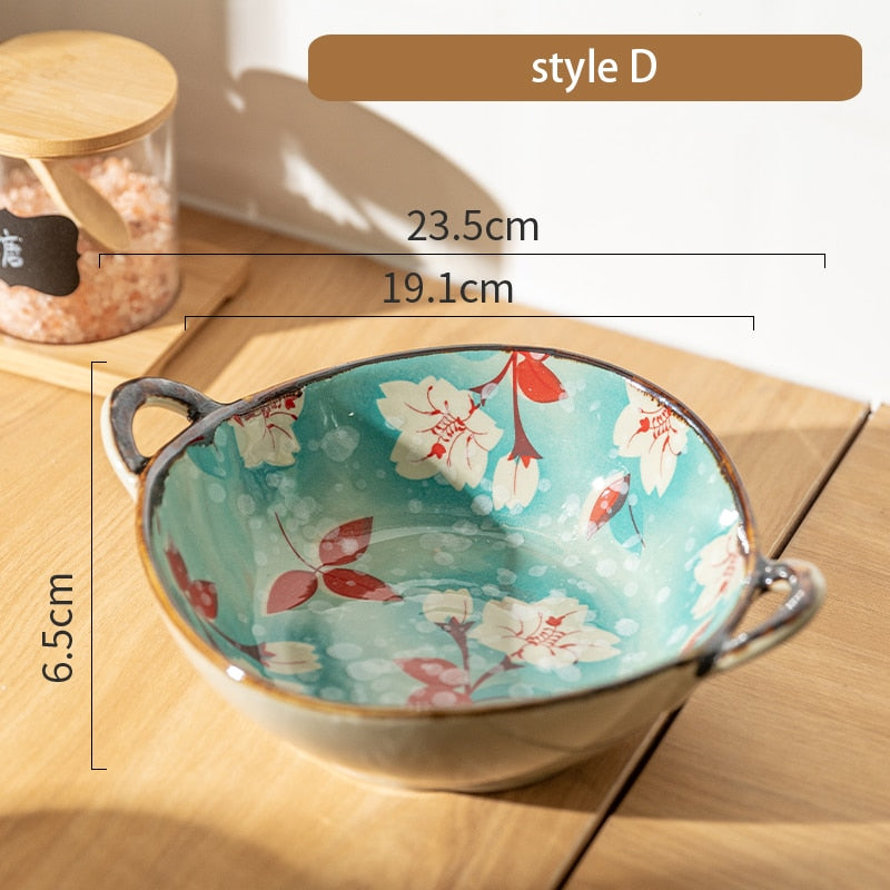 Japanese Ceramic Noodle Bowl with Handle – 7.5 Inch bowls for SueChef kitchenware