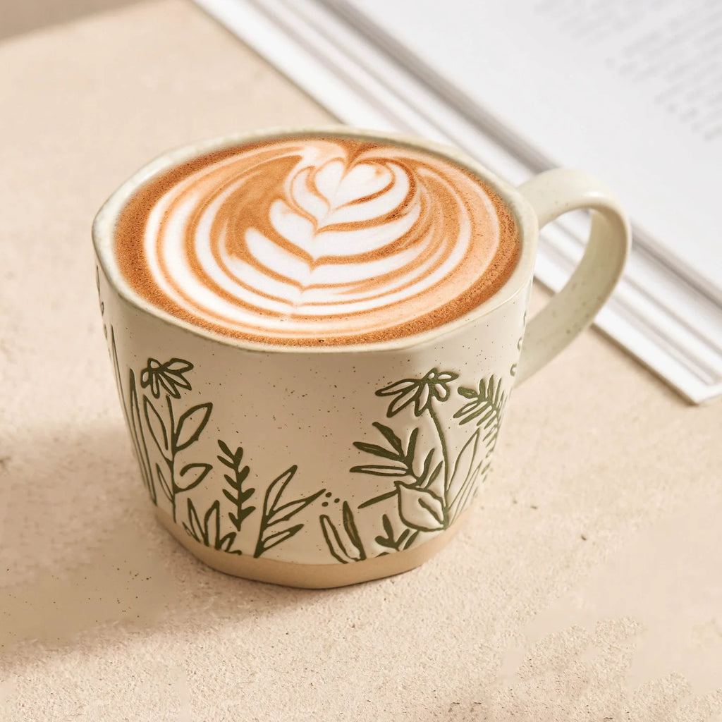 Botanical Stoneware Mug – Hand-Painted Design