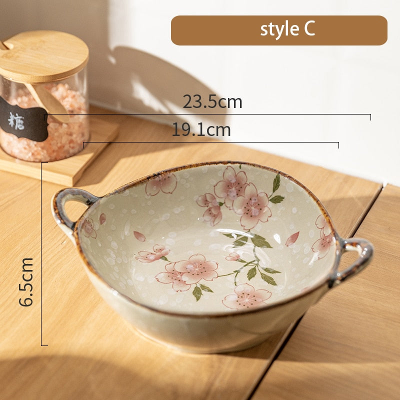 Japanese Ceramic Noodle Bowl with Handle – 7.5 Inch bowls for SueChef kitchenware