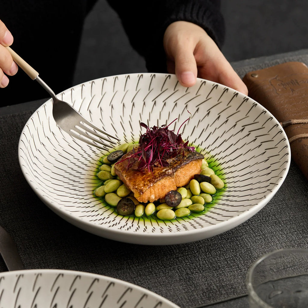 Japanese-Style Ceramic Dinner Plate