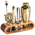 Bartender Cocktail Bar Set – 10 Piece, Bamboo Stand
