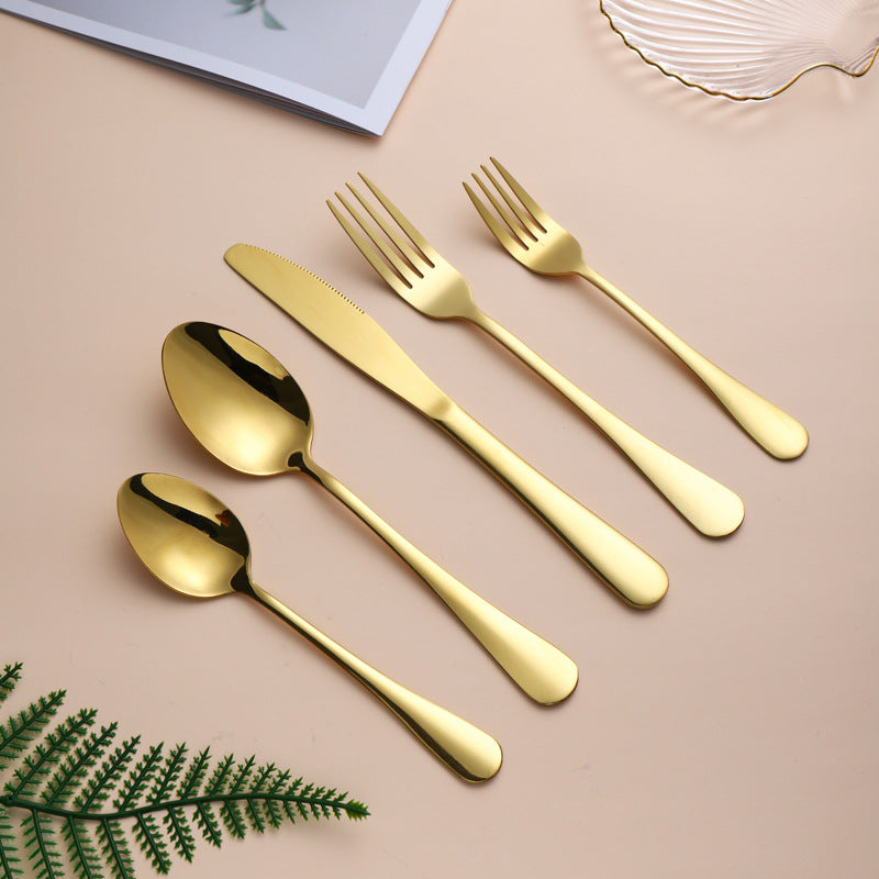 Gold-Plated Stainless Steel Cutlery Gift Box Set Color Stainless Steel Knife Fork And Spoon 16-Piece Set 20-Piece Set