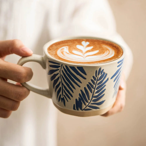 Botanical Stoneware Mug – Hand-Painted Design
