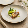 Matte Glazed Ceramic Dinner Plate – Gold Detail
