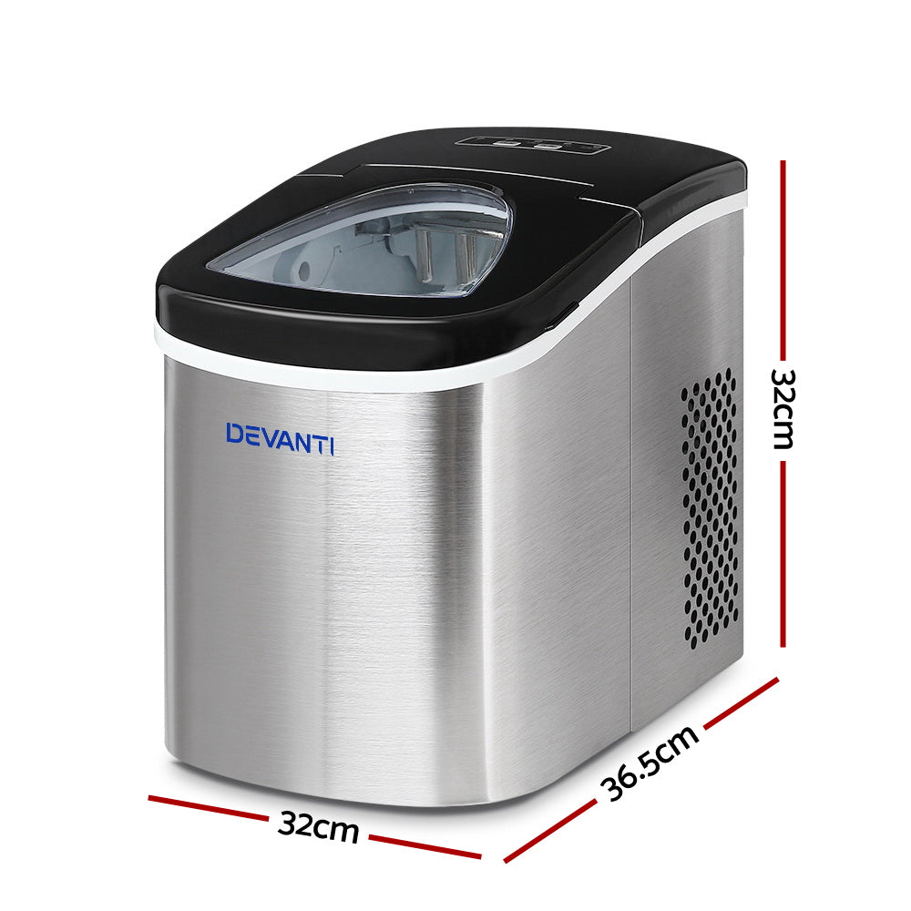 Devanti Portable Ice Maker – 2.4L Stainless Steel ice makers for SueChef kitchenware