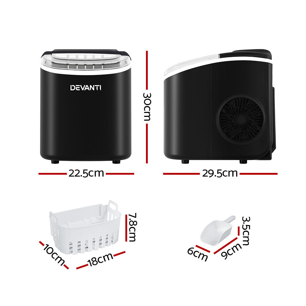 Portable Ice Maker – 12kg, Black