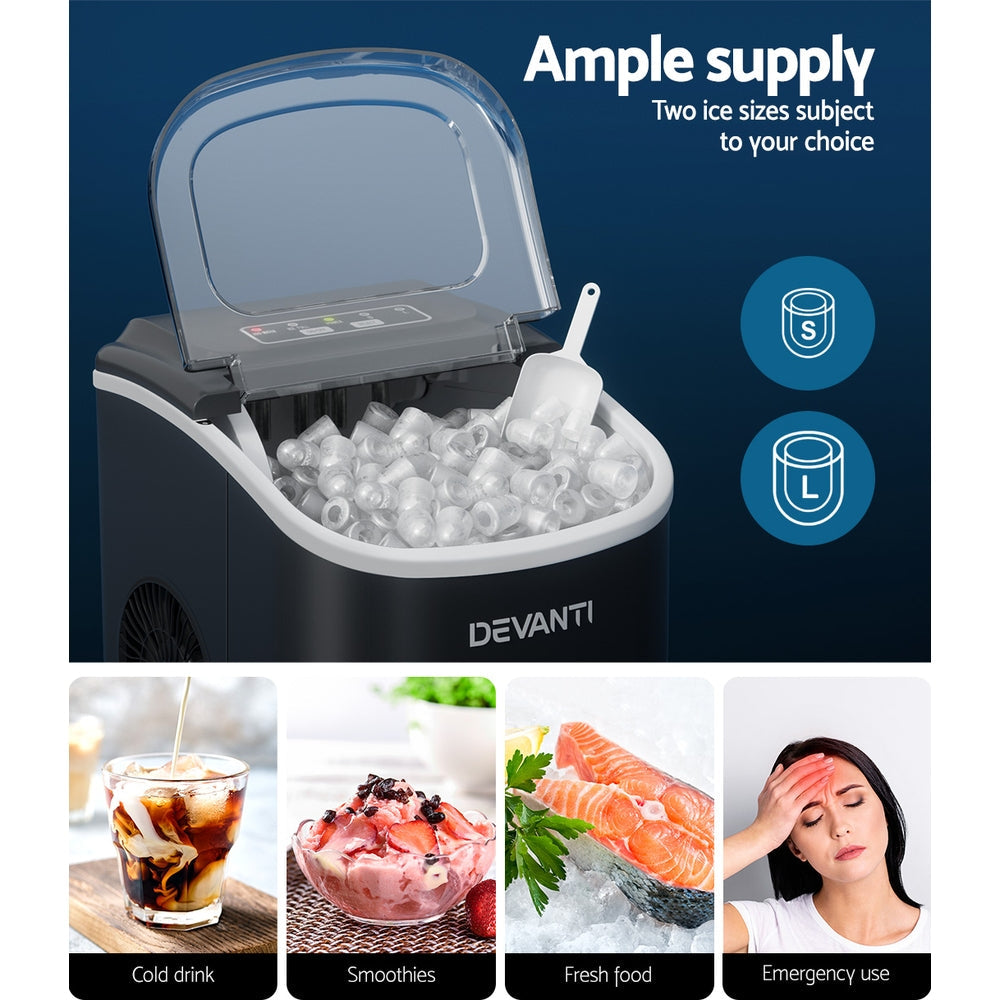 Portable Ice Maker – 12kg, Black