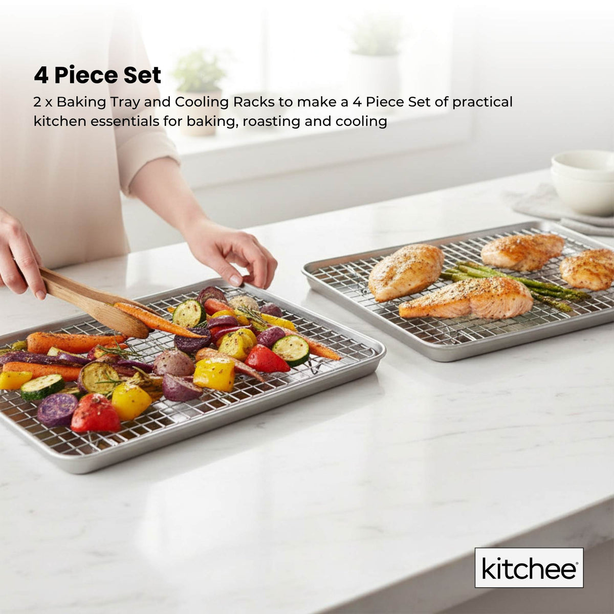 Kitchee Baking Tray & Cooling Rack Set – 4 Piece bakeware for SueChef kitchenware