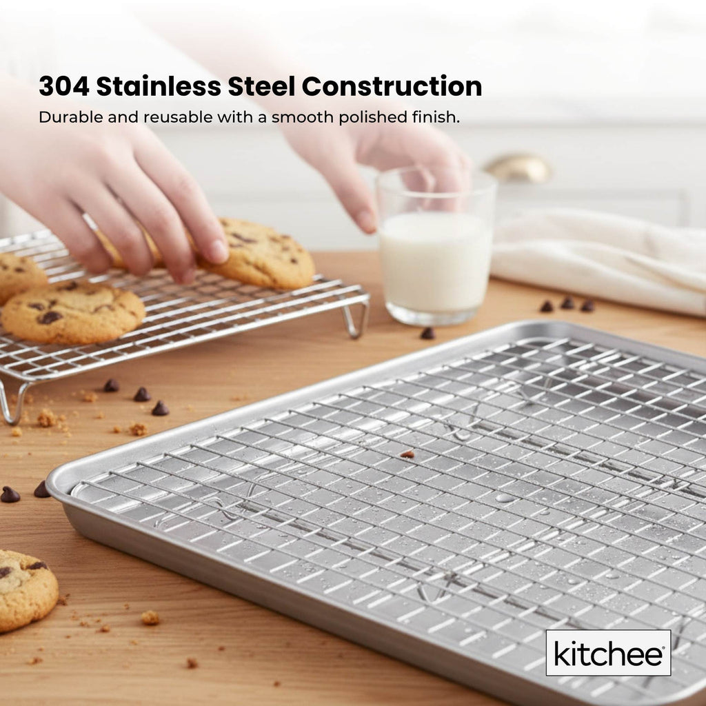 Kitchee Baking Tray & Cooling Rack Set – 4 Piece bakeware for SueChef kitchenware