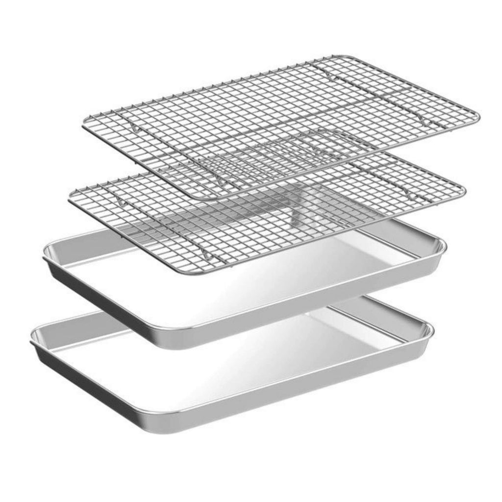Kitchee Baking Tray & Cooling Rack Set – 4 Piece bakeware for SueChef kitchenware