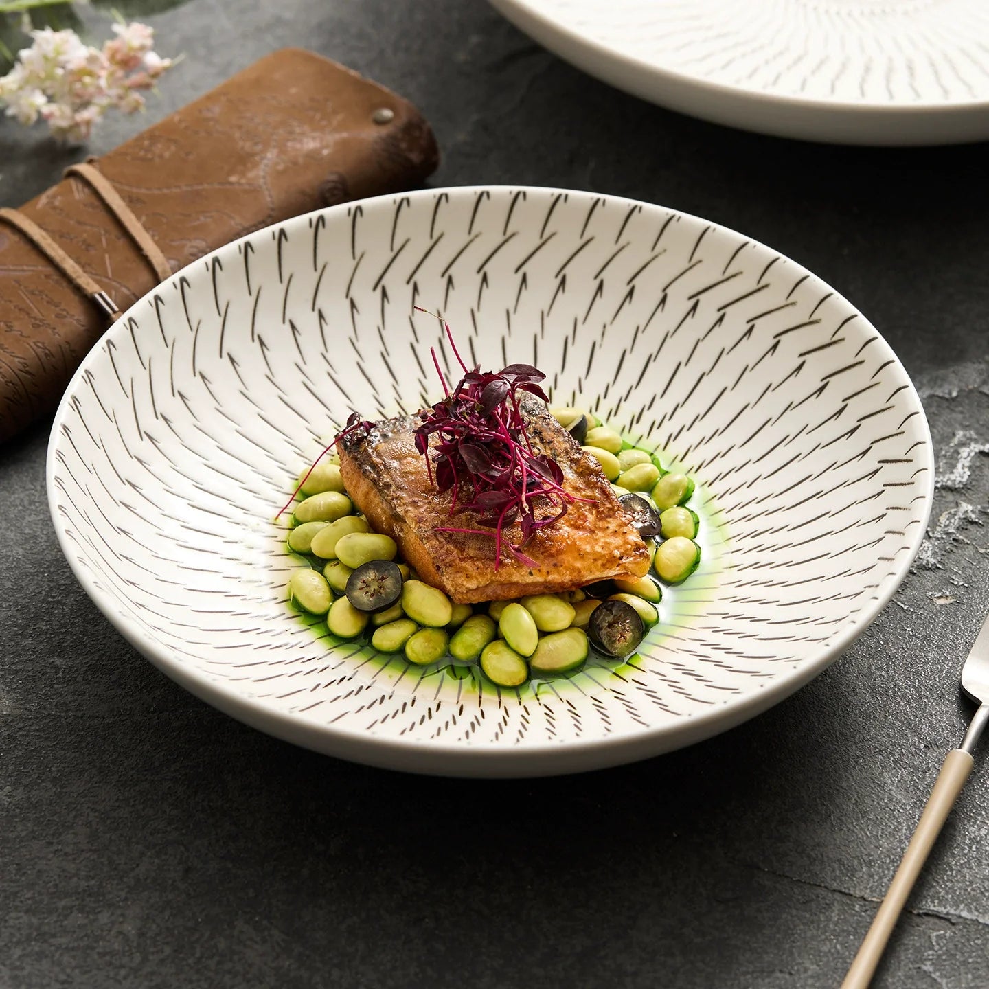 Japanese-Style Ceramic Dinner Plate