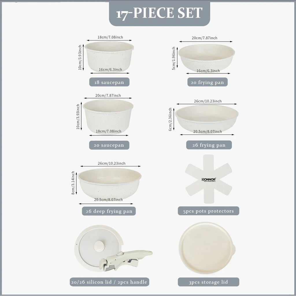Non-Stick Die-Cast Aluminum Cookware Set Induction-Compatible White-2