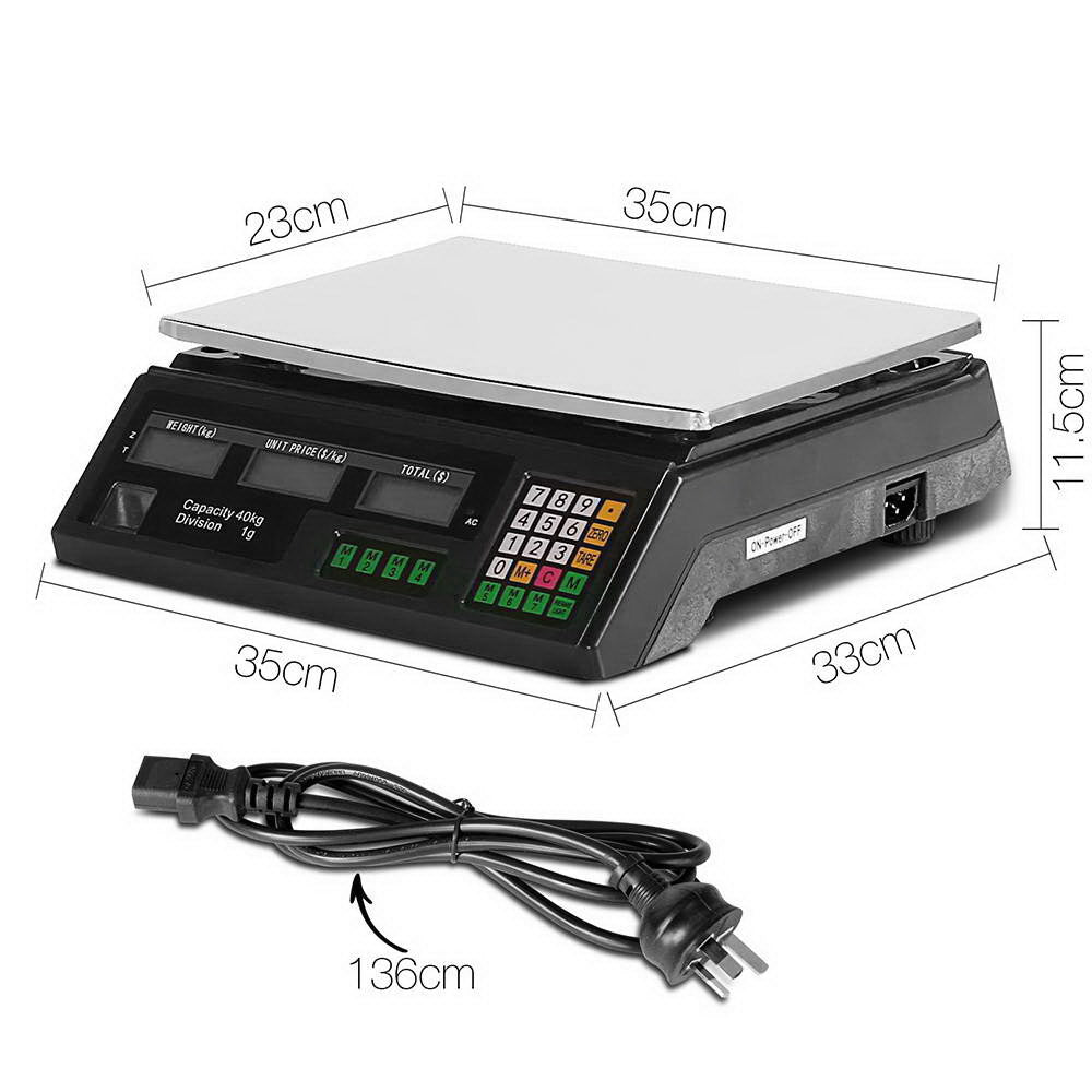 Digital Kitchen Scale – 40kg, Black LCD