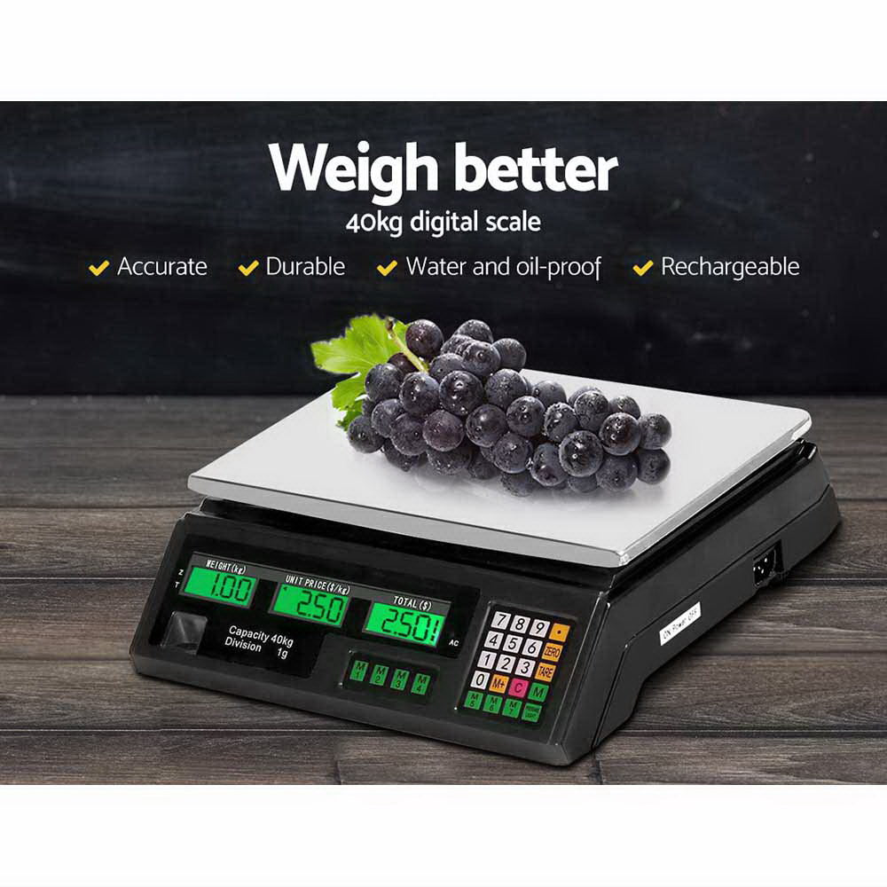 Digital Kitchen Scale – 40kg, Black LCD