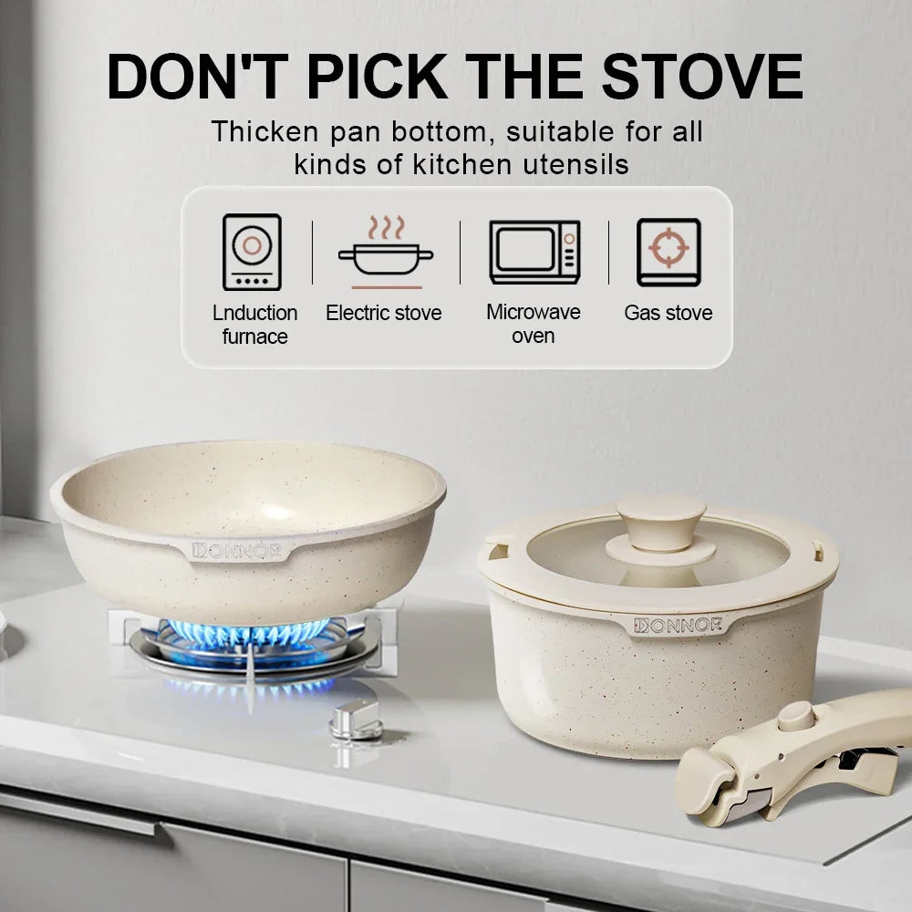 Non-Stick Die-Cast Aluminum Cookware Set Induction-Compatible White-3